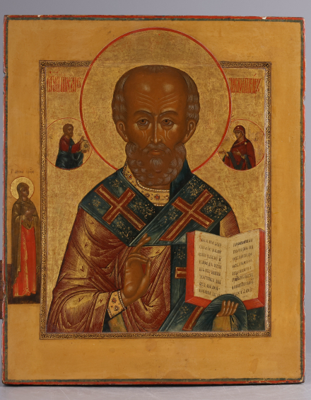 Икона Святой Николай Чудотворец с предстоящей Анной Пророчицей - фото - 2