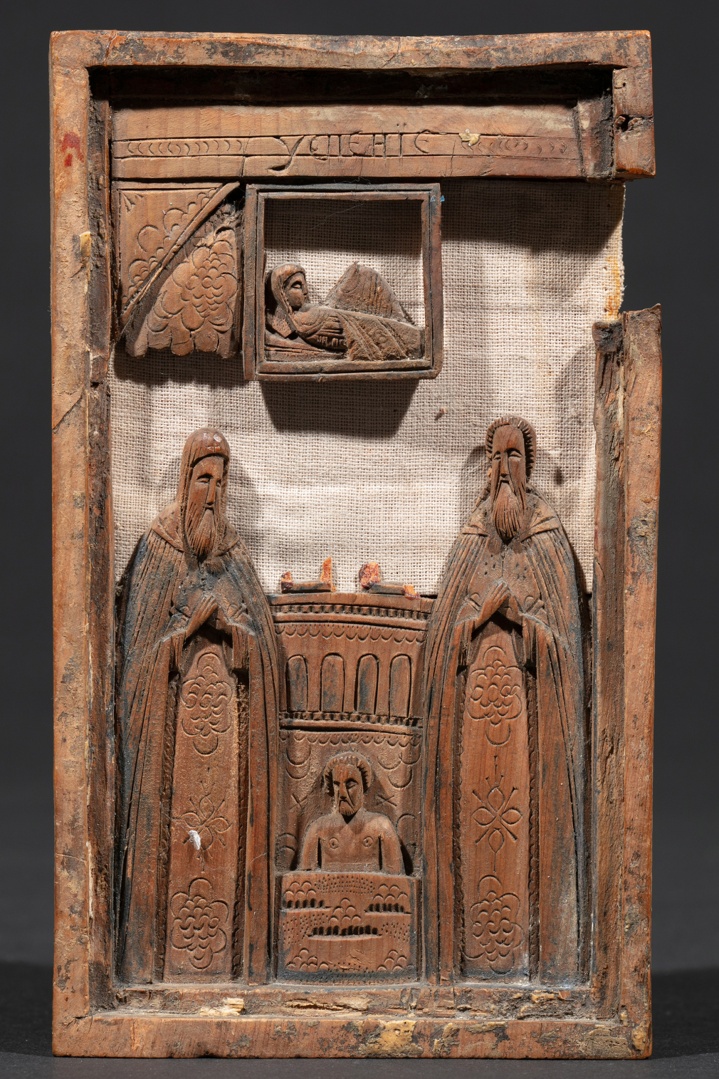 Резная икона с изображением Успения Пресвятой Богородицы 663-16