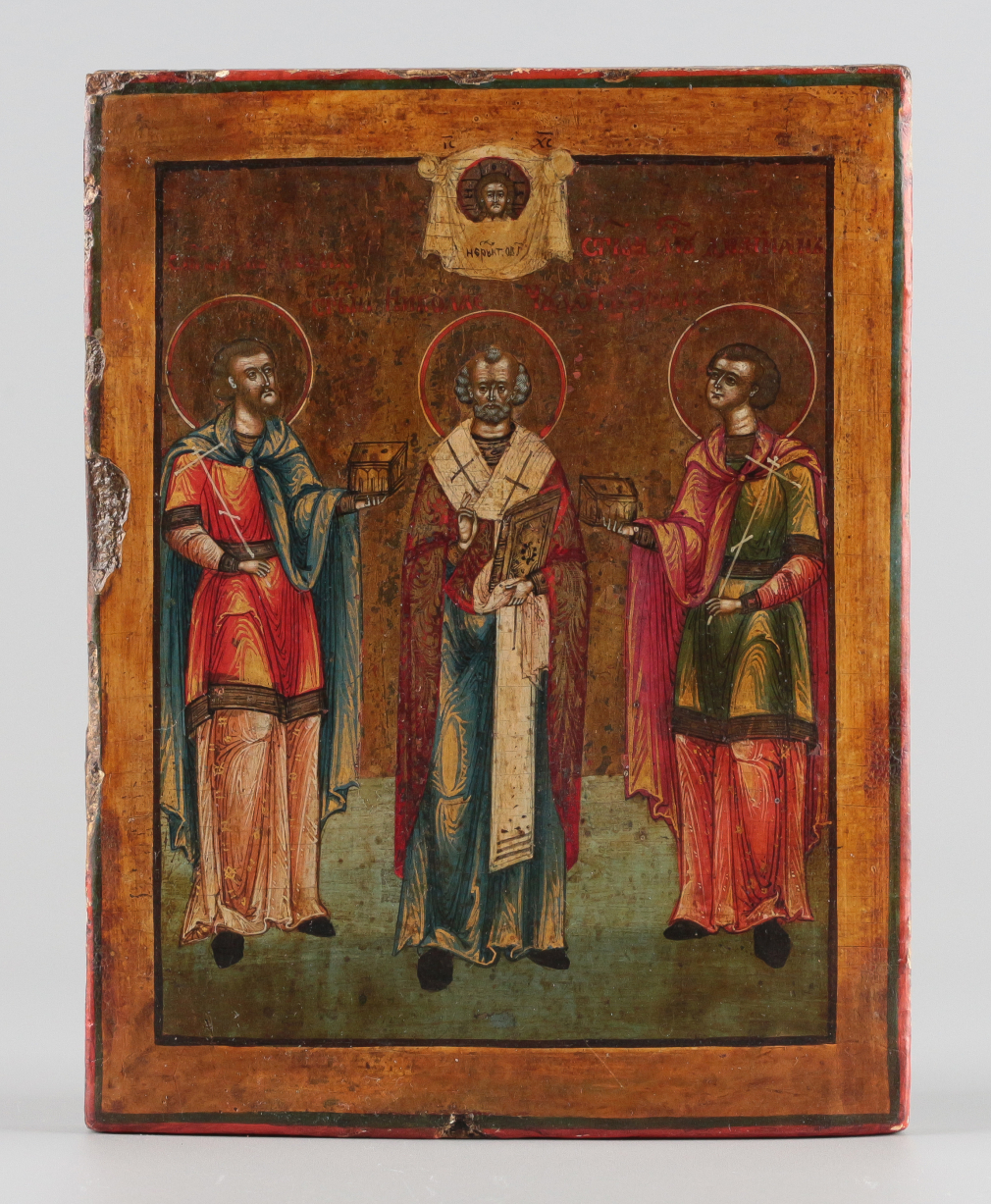 Икона Святые Косма, Дамиан и Николай Чудотворец 174-16