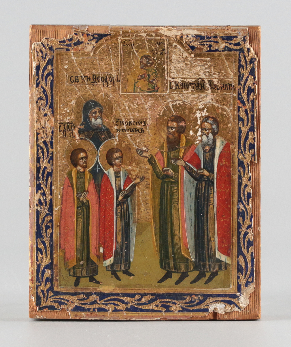 Икона Избранные святые Святой князь Феодор и его чада Давид и Константин, Константин Великий и святой Василий 60-16