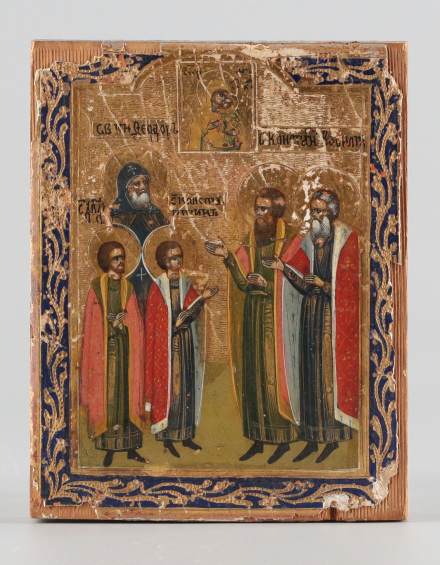 Икона Избранные святые Святой князь Феодор и его чада Давид и Константин, Константин Великий и святой Василий - фото - 5